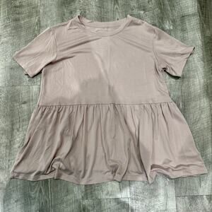 American Eagle Babydoll Top Short Sleeve Blush Taupe Flowy Peplum Size S